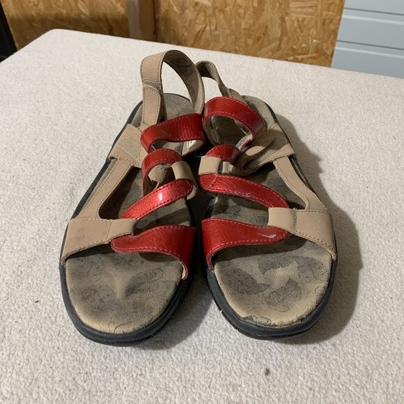 Golfstream Shoes Women's Size 9M Red Leather Open Toe Hook & Loop Golf Sandals - Picture 2 of 9